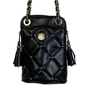 Y & S Quilted Faux Leather Studded Crossbody Bag